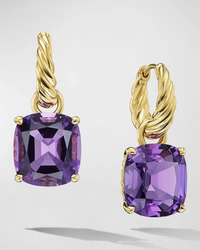 David Yurman Marbella Hoop Earrings With Gemstone In 18k Gold, 12x11mm In Purple
