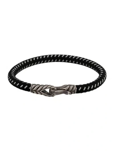 Pre-owned David Yurman Maritime Chevron Single Row Bracelet, 7.5" In Black