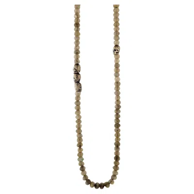 Pre-owned David Yurman Memento Mori Skull Station Necklace Sterling Silver In Multi