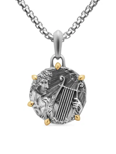 David Yurman Men's Apollo Amulet In Sterling Silver With 18k Yellow Gold, 26.4mm In Metallic