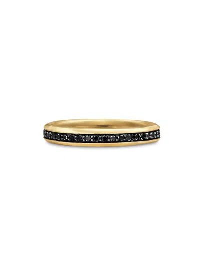 David Yurman Men's Beveled Band Ring In 18k Yellow Gold In Black