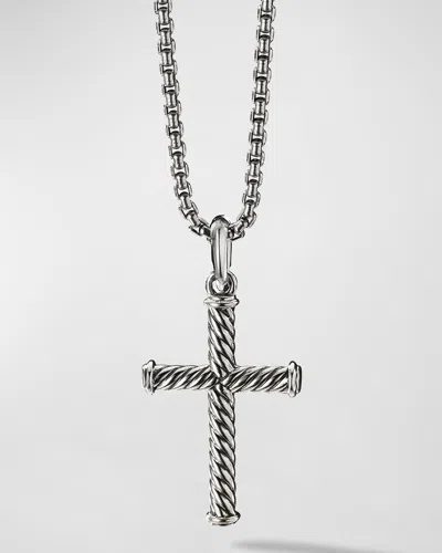 David Yurman Men's Cable Cross Pendant In Silver, 35mm In Metallic