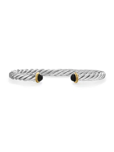 David Yurman Men's Cable Cuff Bracelet In Sterling Silver In Black Onyx