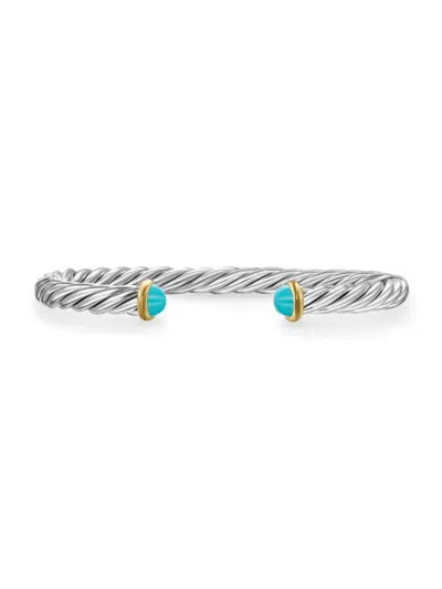 David Yurman Men's Cable Cuff Bracelet In Sterling Silver In Chinese Turquoise