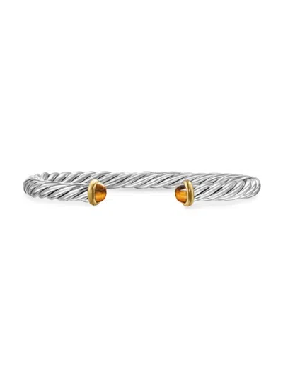 David Yurman Men's Cable Cuff Bracelet In Sterling Silver In Tigers Eye
