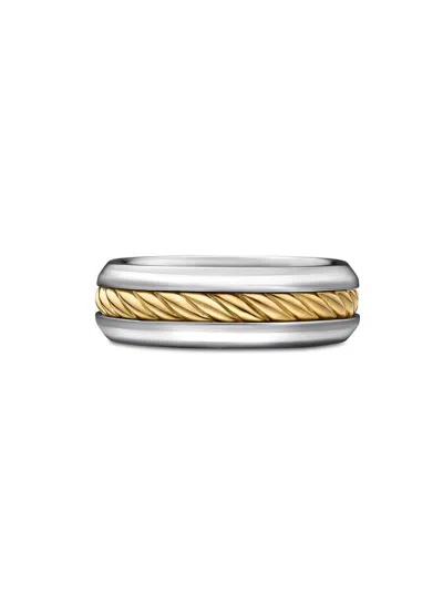 David Yurman Men's Cable Inset Band Ring In Sterling Silver