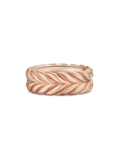 David Yurman Men's Chevron Band Ring In 18k Rose Gold, 9mm