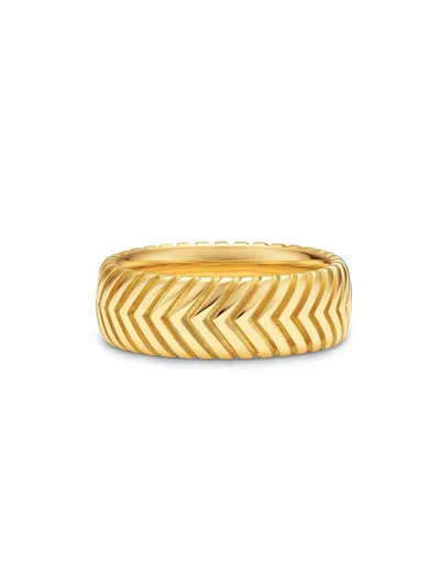 David Yurman Men's Chevron Band Ring In 18k Yellow Gold, 8mm