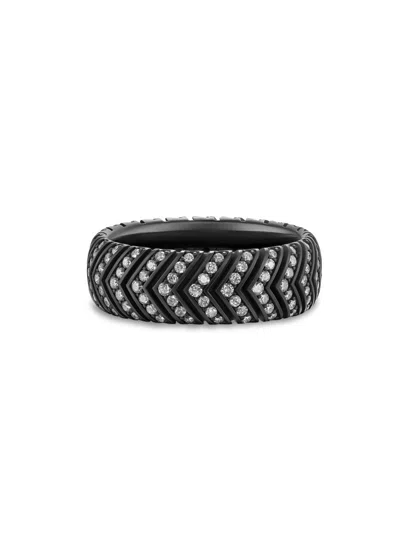 David Yurman Men's Chevron Band Ring In Black Titanium