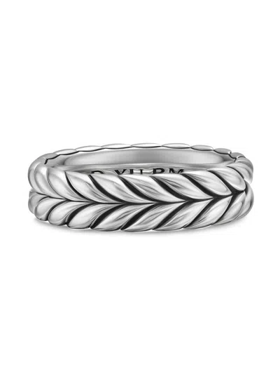 David Yurman Men's Chevron Band Ring In Sterling Silver, 6.2mm In Metallic