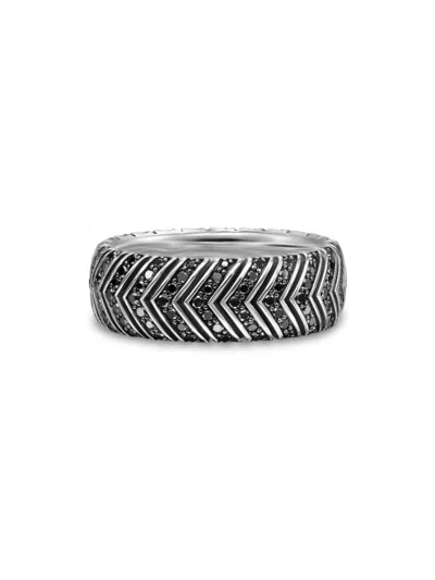 David Yurman Men's Chevron Band Ring In Sterling Silver In Black