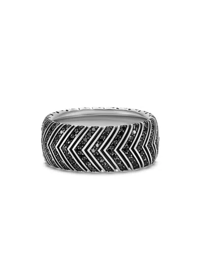 David Yurman Men's Chevron Band Ring In Sterling Silver In Brown