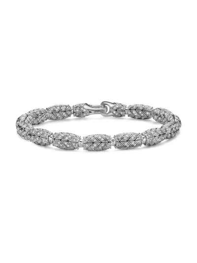 David Yurman Men's Chevron Bead Bracelet In Sterling Silver In Pink