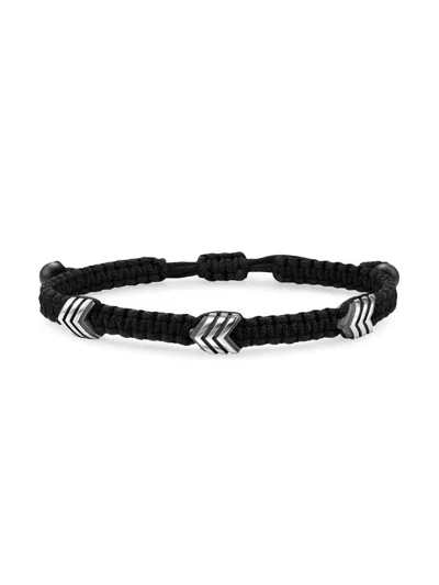 David Yurman Men's Chevron Black Nylon Woven Station Bracelet