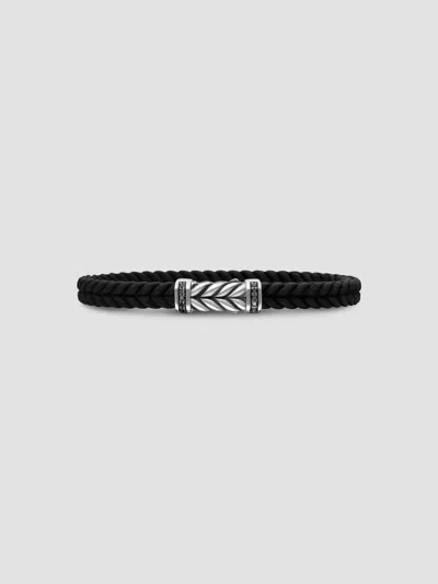 David Yurman Men's Chevron Bracelet In Black Rubber In Diamond