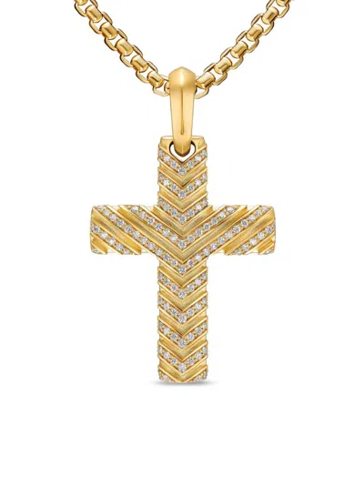David Yurman Men's Chevron Cross Pendant In 18k Yellow Gold