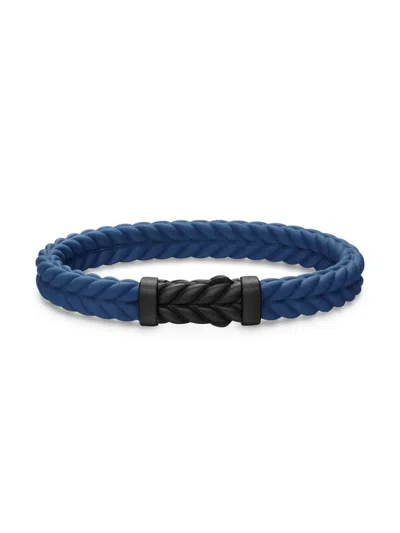 David Yurman Men's Chevron Rubber Bracelet In Blue