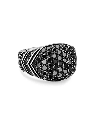 David Yurman Men's Chevron Signet Ring In Sterling Silver In Black