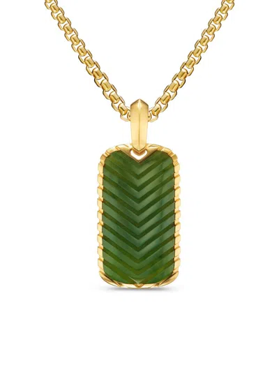 David Yurman Men's Chevron Tag In 18k Yellow Gold In Green