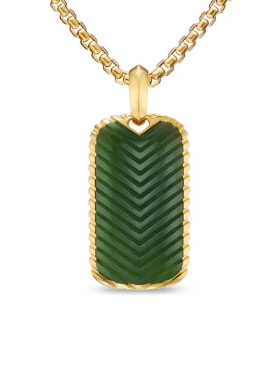 David Yurman Men's Chevron Tag In 18k Yellow Gold In Green