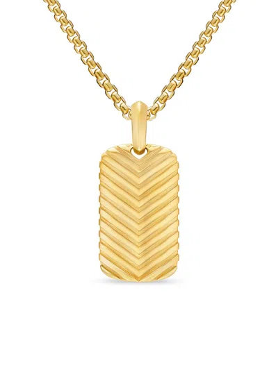David Yurman Men's Chevron Tag In 18k Yellow Gold, 27mm In Gray