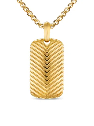 David Yurman Men's Chevron Tag In 18k Yellow Gold, 34mm