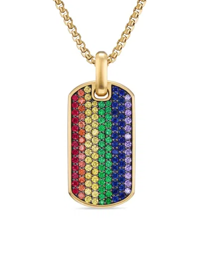 David Yurman Men's Chevron Tag In 18k Yellow Gold In Sapphire