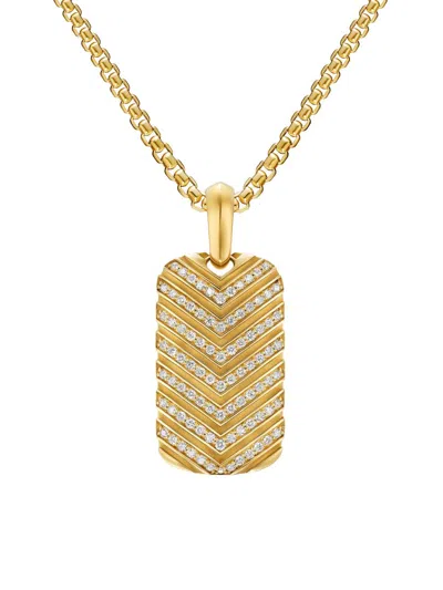David Yurman Men's Chevron Tag In 18k Yellow Gold In Orange