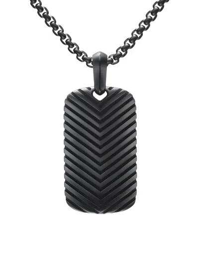 David Yurman Men's Chevron Tag In Black Titanium, 34mm In Pattern