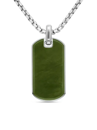 David Yurman Men's Chevron Tag In Sterling Silver In Green