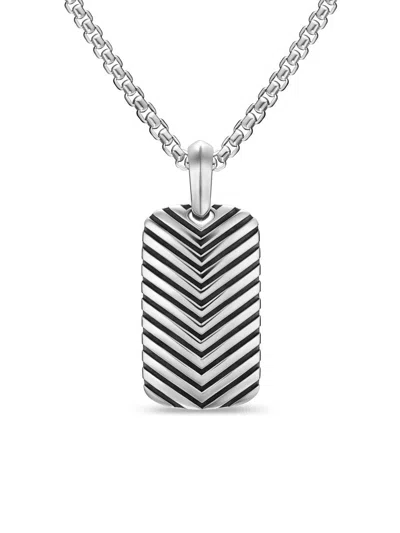 David Yurman Men's Chevron Tag In Sterling Silver, 27mm In Metallic