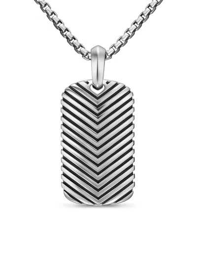 David Yurman Men's Chevron Tag In Sterling Silver, 34mm In Neutral