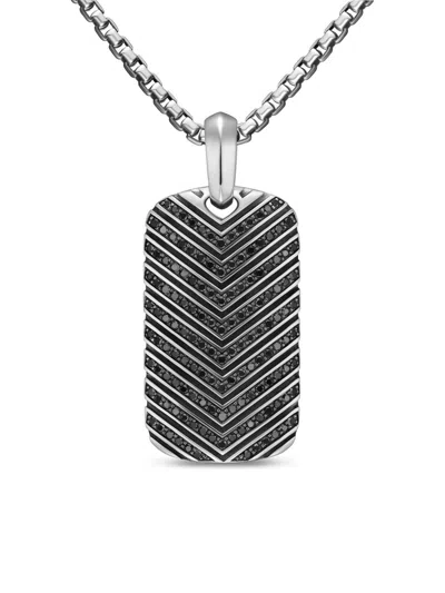 David Yurman Men's Chevron Tag In Sterling Silver In Green