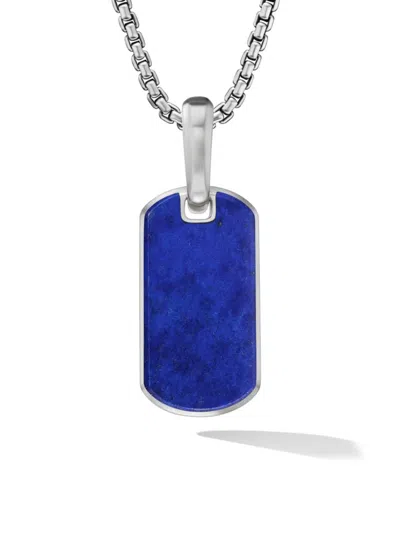 David Yurman Sterling Silver Chevron Lapis Lazuli Tag