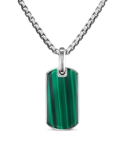 David Yurman Men's Chevron Tag In Sterling Silver In Malachite