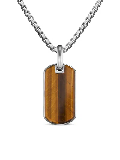 David Yurman Men's Chevron Tag In Sterling Silver In Tigers Eye