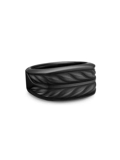 David Yurman Chevron Three Sided Signet Ring In Black