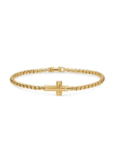 David Yurman Men's Cross Station Bracelet In 18k Yellow Gold, 3.4mm