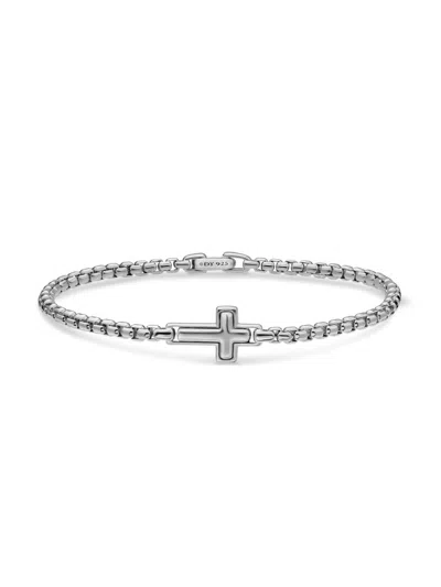 David Yurman Men's Cross Station Bracelet In Sterling Silver, 3.6mm In Gray