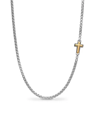 David Yurman Men's Cross Station Necklace In Sterling Silver In Metallic
