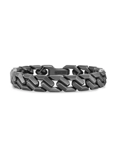 David Yurman Men's Curb Chain Angular Link Bracelet In Titanium, 11.5mm In Metallic