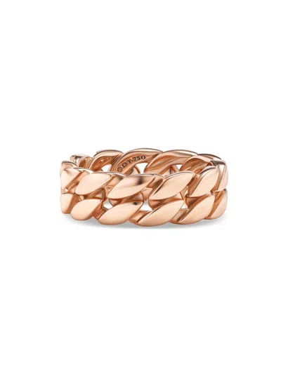 David Yurman Men's Curb Chain Band Ring In 18k Rose Gold, 8mm