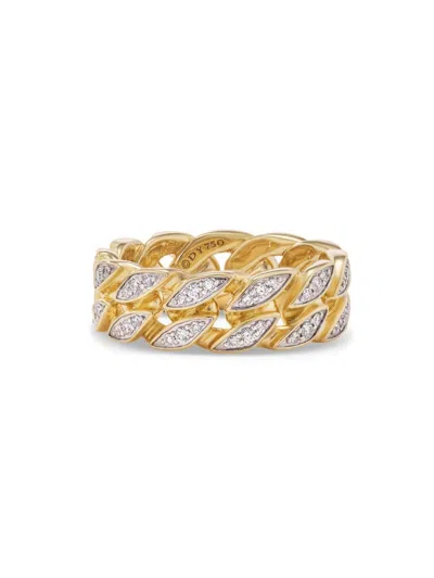 David Yurman Men's Curb Chain Band Ring In 18k Yellow Gold In Diamond