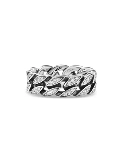 David Yurman Men's Curb Chain Band Ring In Sterling Silver In Diamond