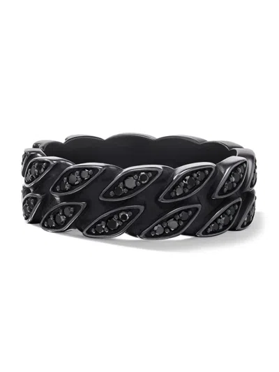David Yurman Men's Curb Chain Band Ring In Titanium In Black Diamond