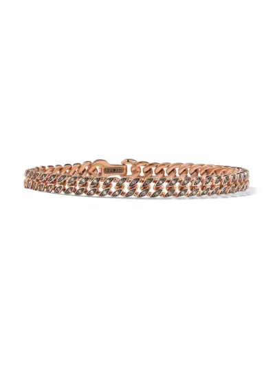 David Yurman Men's Curb Chain Bracelet In 18k Rose Gold In Cognac Diamond