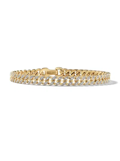 David Yurman Men's Curb Chain Bracelet In 18k Yellow Gold In Diamond