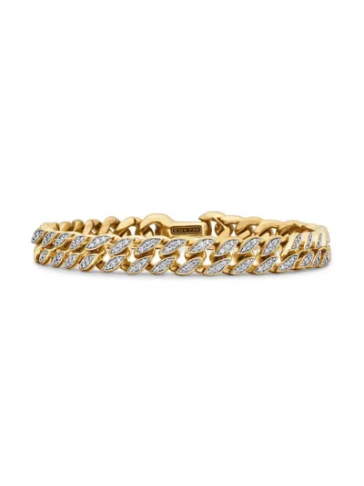 David Yurman Men's Curb Chain Bracelet In 18k Yellow Gold In Silver