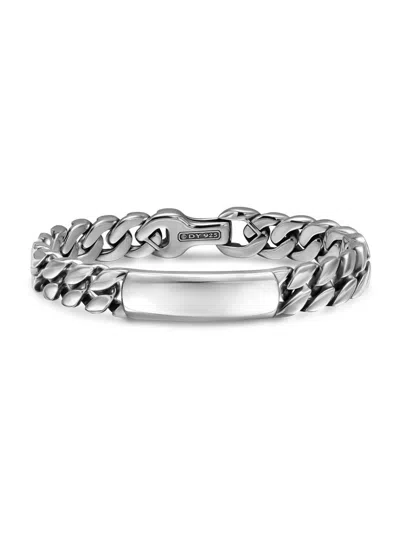 David Yurman Men's Curb Chain Id Bracelet In Sterling Silver, 11.5mm In Green