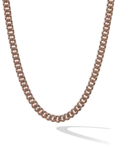 David Yurman Men's Curb Chain Necklace With Diamonds In 18k Rose Gold, 6mm, 24"l In Cognac Rose Gold